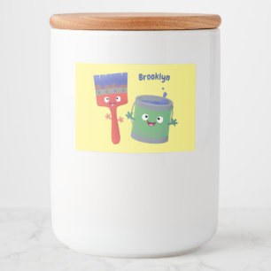Étiquette Pour Bocaux Personnages de peinture et de pinceau mignons