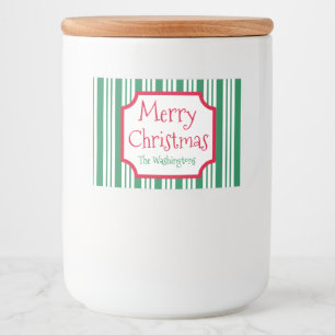 Étiquette Pour Bocaux Personnalisé Vert Noël Nourriture Jar Cadeau Étiqu