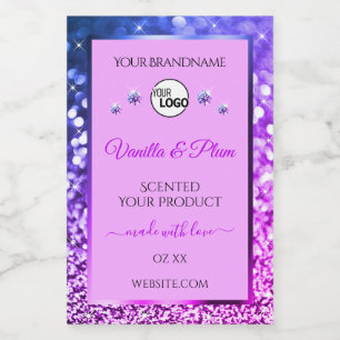 Étiquette Pour Bocaux Pink Purple Blue Ombre Parties scintillant Logo Ét