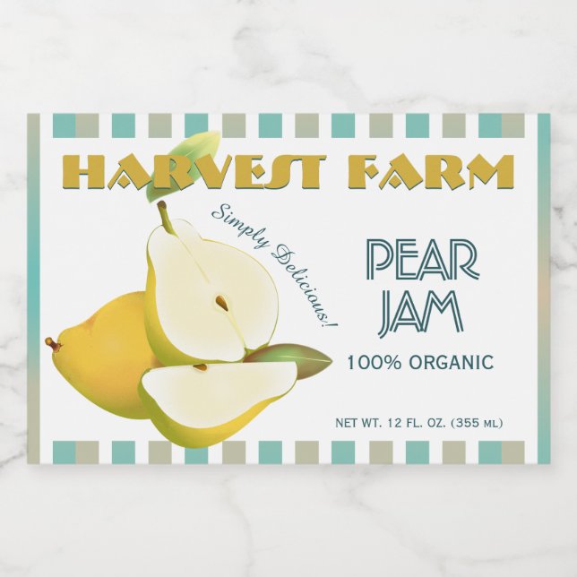 Étiquette Pour Bocaux Poires Canne à fruits tropicaux (Étiquettes simples)