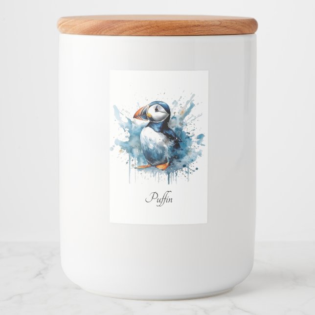 Étiquette Pour Bocaux Puffin Splash, personnalisé (Devant)
