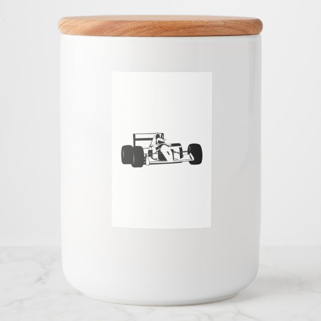 Étiquette Pour Bocaux Race Car Silhouette noir et blanc (Devant)