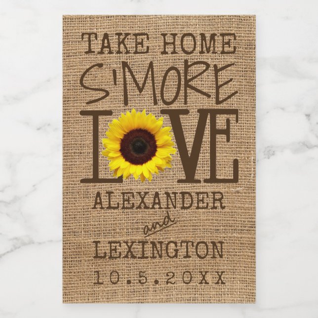 Étiquette Pour Bocaux Ramenez À La Maison S'More Love Sunflower (Étiquettes simples)