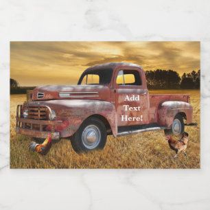 Étiquette Pour Bocaux Red Truck Roster Hen Farm Field
