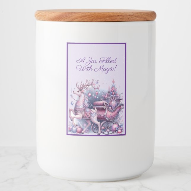 Étiquette Pour Bocaux Rennes de Noël violet blanc (Devant)