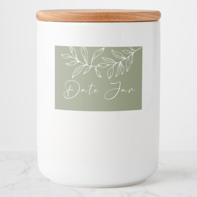 Étiquette Pour Bocaux Sage Green Boho Fleurs Date Night Jar (Devant)