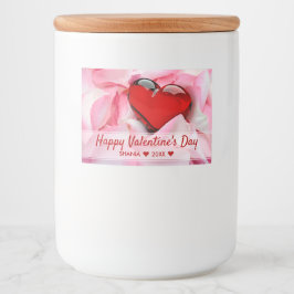 Étiquette Pour Bocaux Saint-Valentin Rouge Verre Coeur Rose Pétales