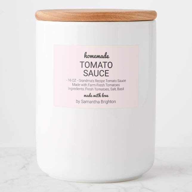 Étiquette Pour Bocaux Sauce tomate maison rose (Devant)