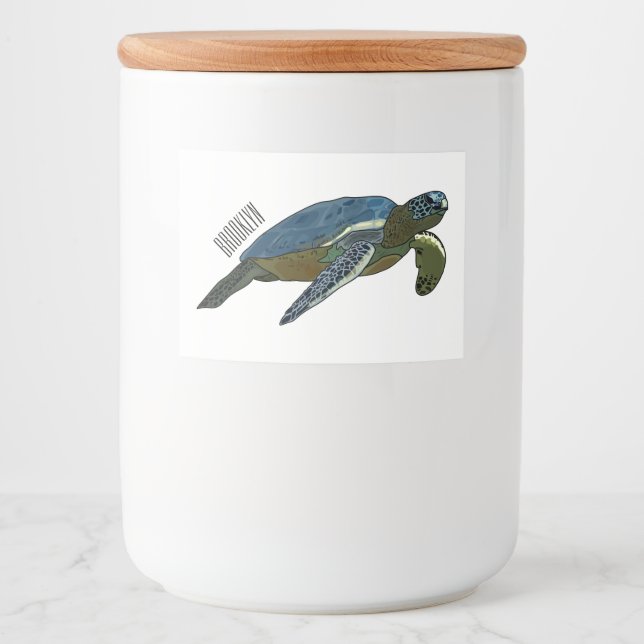 Étiquette Pour Bocaux Sea turtle cartoon (Devant)