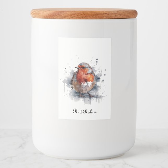 Étiquette Pour Bocaux Serene Robin, personnalisée (Devant)