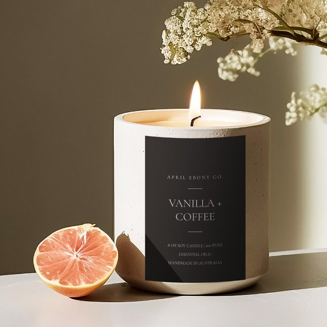 ÉTIQUETTE POUR BOCAUX SIMPLE CANDLE MODERNE MODERNE MINIMAL GRISSE NOIR  (Créateur téléchargé)