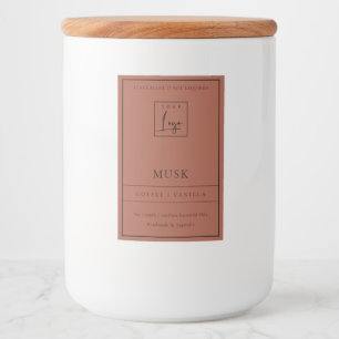 ÉTIQUETTE POUR BOCAUX SIMPLE TERRACOTTA RUST RED LOGO BORDER CANDLE