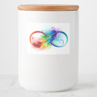 Symbole d'infini avec plume arc-en-ciel