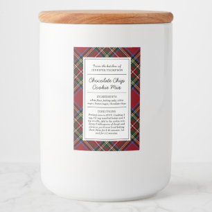 Étiquette Pour Bocaux Tartan Rouge Classique de Fêtes