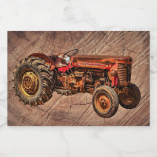 Étiquette Pour Bocaux Tracteur rouge antique