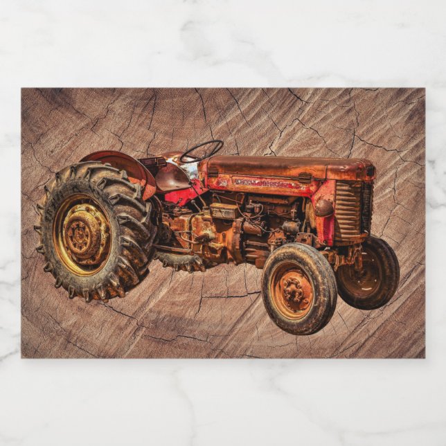 Étiquette Pour Bocaux Tracteur rouge antique (Étiquettes simples)