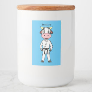 Étiquette Pour Bocaux Vache mignonne en combinaison kung fu