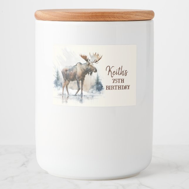 Étiquette Pour Bocaux Vibes d'hiver Moose - Anniversaire (Devant)