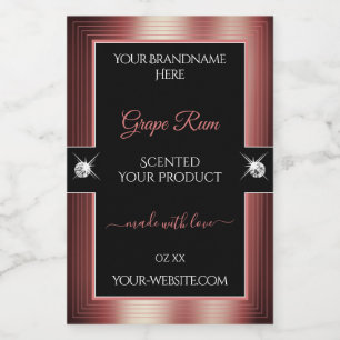 Étiquette Pour Bocaux Vin noir glamour brillant rouge brillants Étiquett