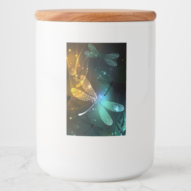 Étiquette Pour Bocaux Vol de libellule verte lumineuse (Devant)