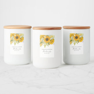 Étiquette Pour Bocaux Yellow Modern Sunflowers Bouquet Wedding 