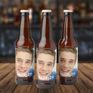 Étiquette Pour Bouteilles De Bière 21e anniversaire bonjour 21 hommes photo