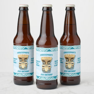 Étiquette Pour Bouteilles De Bière 21ème Hawaïen personnalisé Luau de Tiki