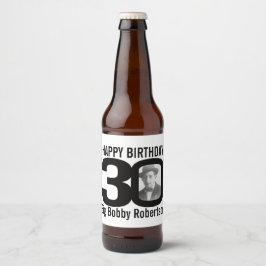 Étiquette Pour Bouteilles De Bière 30e anniversaire personnalisable nom photo étiquet