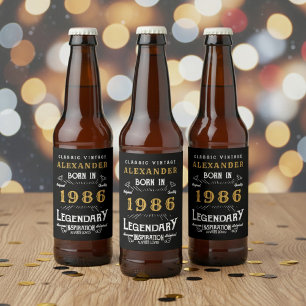 Étiquette Pour Bouteilles De Bière 40e anniversaire légende née 1986 vintage noir