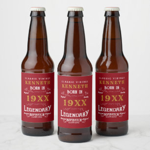 Étiquette Pour Bouteilles De Bière 40e anniversaire Vintage Red Gold Nom de l'ajout A
