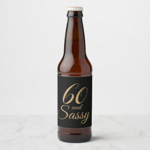 Étiquette Pour Bouteilles De Bière 60 et Sassy Black Gold Anniversaire