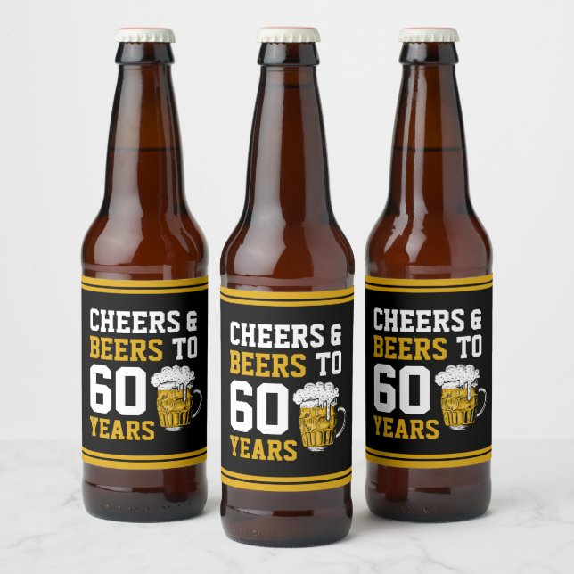 Étiquette Pour Bouteilles De Bière 60e anniversaire Cheers & Bières à 60 ans (Bouteilles)