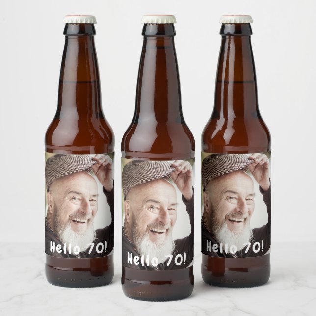 Étiquette Pour Bouteilles De Bière 70e anniversaire photo bonjour 70 hommes (Bouteilles)