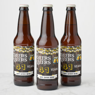 Étiquette Pour Bouteilles De Bière À la santé et bières pour 41 ans de Rustic Birthda