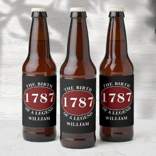 Étiquette Pour Bouteilles De Bière Ajouter Nom Et Année Anniversaire Noir