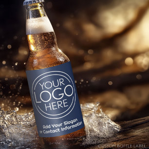 Étiquette Pour Bouteilles De Bière Ajouter votre logo Entreprise Moderne Bleu
