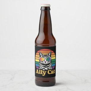 Étiquette Pour Bouteilles De Bière Ally Cat LGBT Rainbow Flag LGBTQ Cadeau