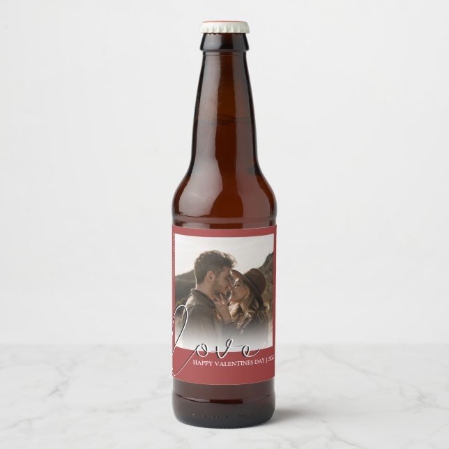Étiquette Pour Bouteilles De Bière Amour minimal moderne | Photo Valentines Day (Devant)