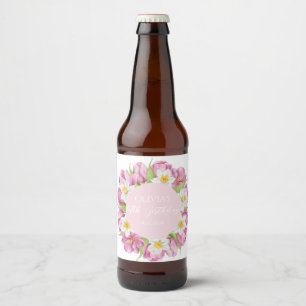 Étiquette Pour Bouteilles De Bière Anniversaire de enfant de fleurs colorées au print