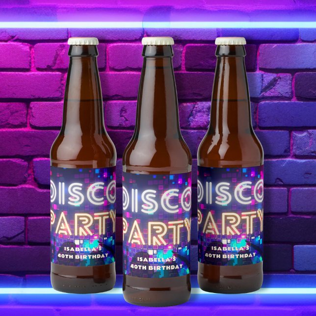 Étiquette Pour Bouteilles De Bière Anniversaire de la fête Disco (Créateur téléchargé)