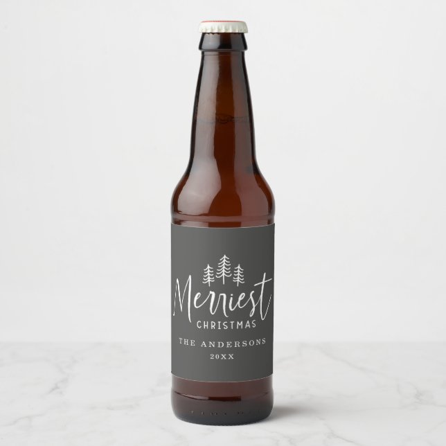 Étiquette Pour Bouteilles De Bière Arbre à main de Noël (Devant)