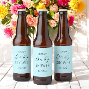 Étiquette Pour Bouteilles De Bière Baby-Show masculin Bleu Élégant