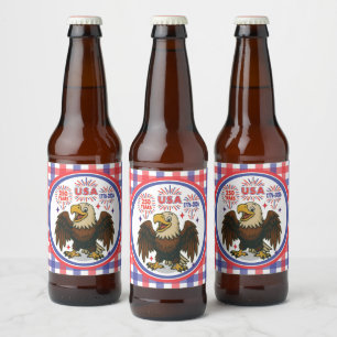 Étiquette Pour Bouteilles De Bière Bald Eagle avec Fireworks - USA 250 ans 1776-2026