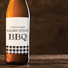 Étiquette Pour Bouteilles De Bière Barbecue de fin d'études à carreaux