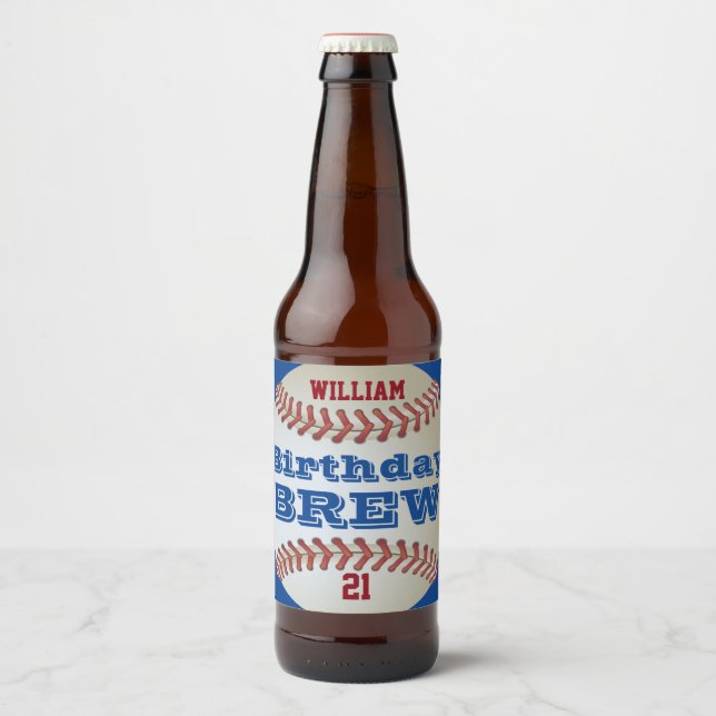 Étiquette Pour Bouteilles De Bière Baseball Birthday Brew (Devant)
