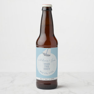 Étiquette Pour Bouteilles De Bière Bateau à voile rayé pour douche de mariée côtière