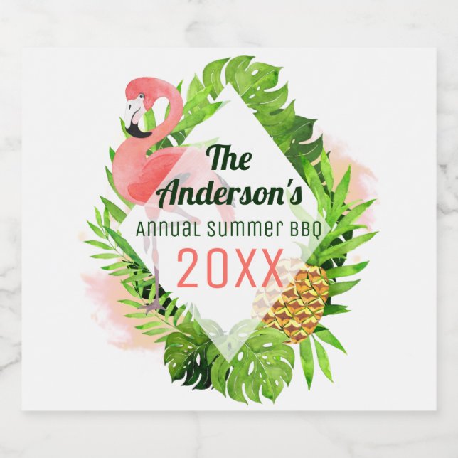 Étiquette Pour Bouteilles De Bière BBQ Tropical d'été annuel (Étiquettes simples)