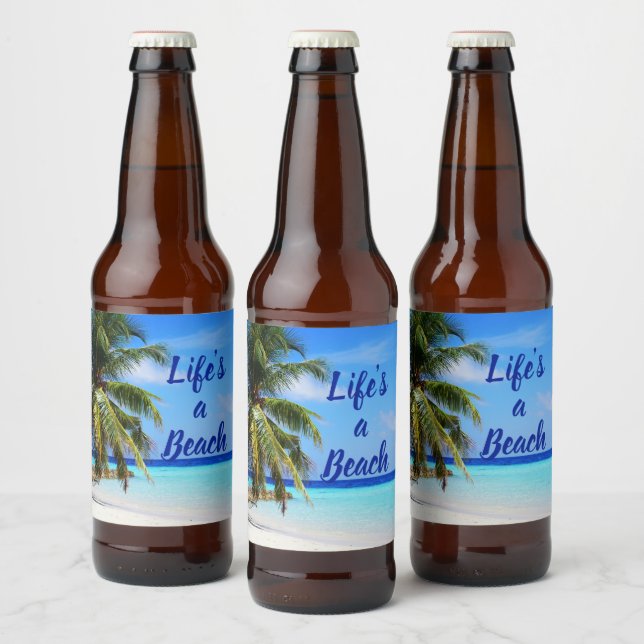 Étiquette Pour Bouteilles De Bière Beach ocean Palm tree Life is a beach Can Cooler (Bouteilles)