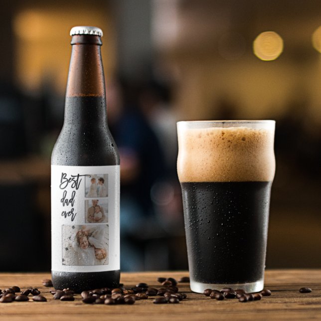 Étiquette Pour Bouteilles De Bière Beauté Collage photo Meilleur papa Jamais Cadeau (Créateur téléchargé)