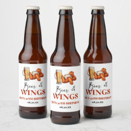 Étiquette Pour Bouteilles De Bière Beer and Wings Birthday Party